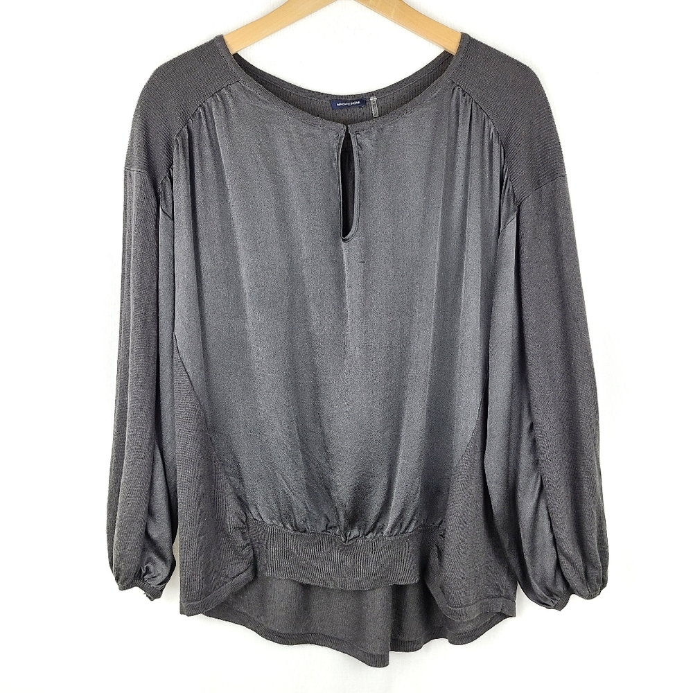MAGASHONI Hi/Low Mixed Media Top